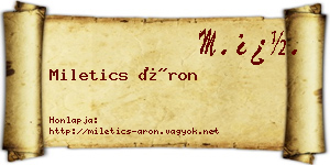 Miletics Áron névjegykártya